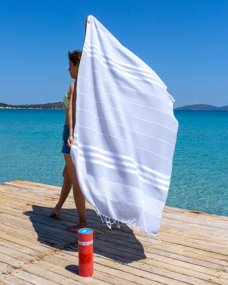 MALIBU Strand- und Hammamtuch mit Geschenkbox – Grau