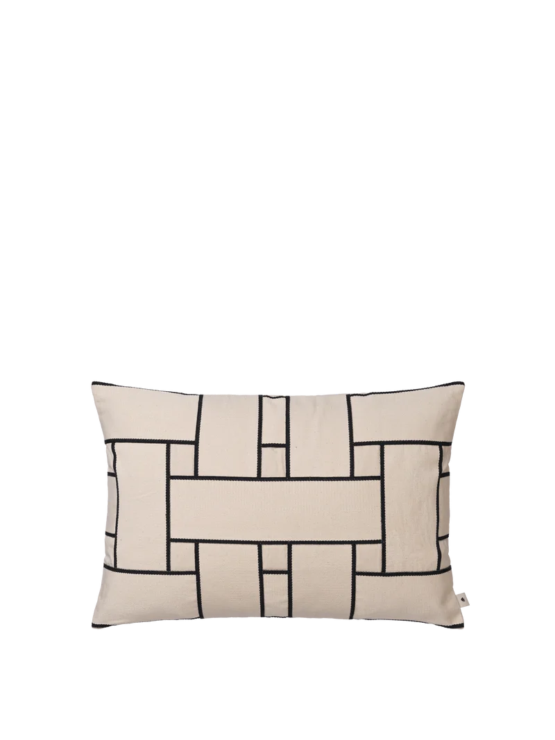 Ferm Living - Lattice Offset Cushion - Rectangular - Off-white/Black