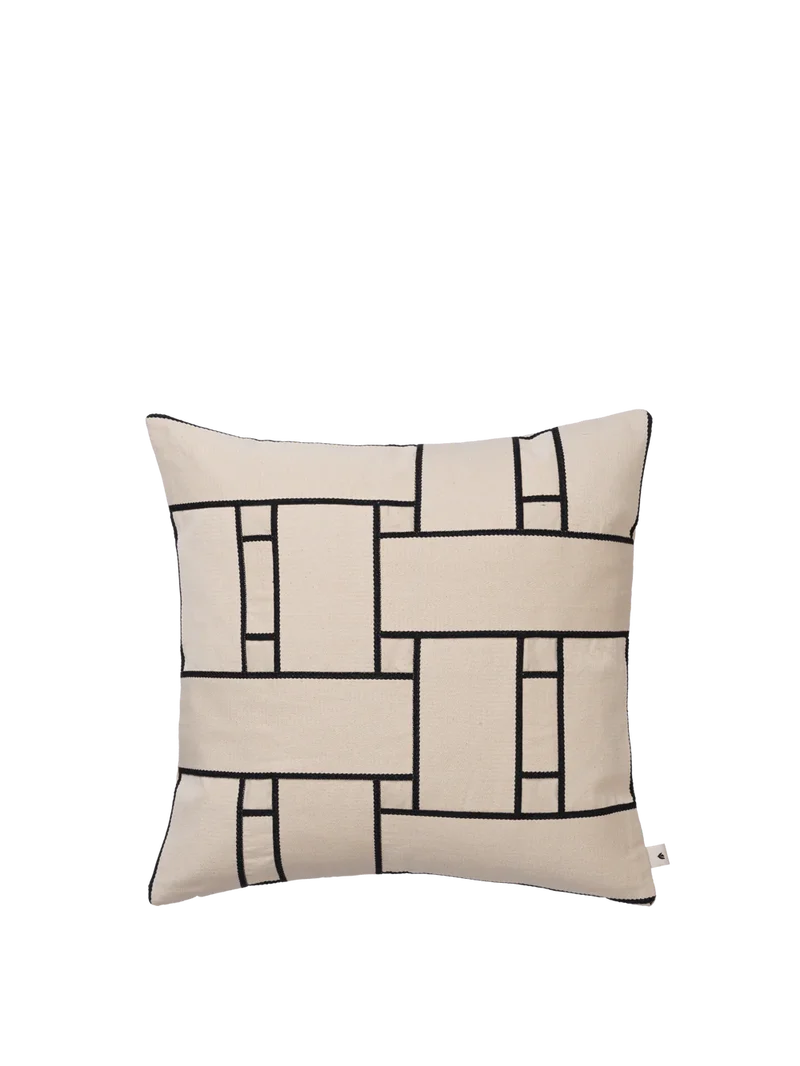 Ferm Living - Lattice Offset Cushion - Off-white/Black