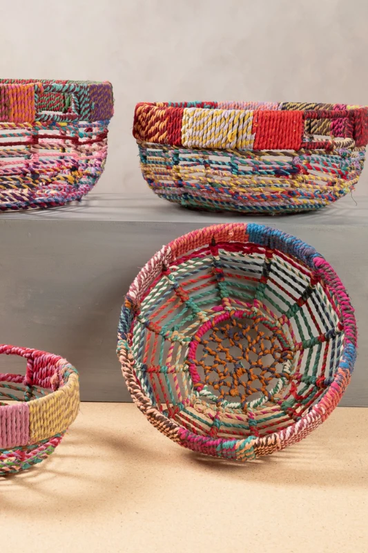 Multicolor Jute Weave Basket