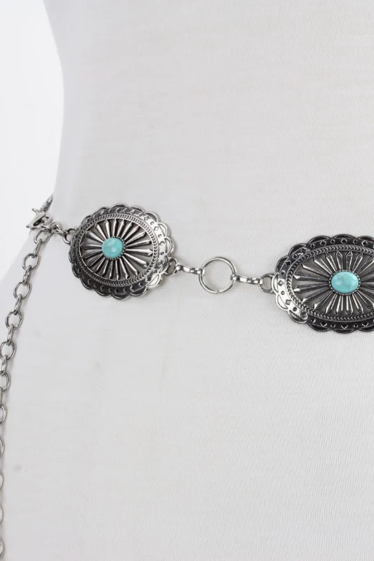 Turquoise Oval Chain Belt