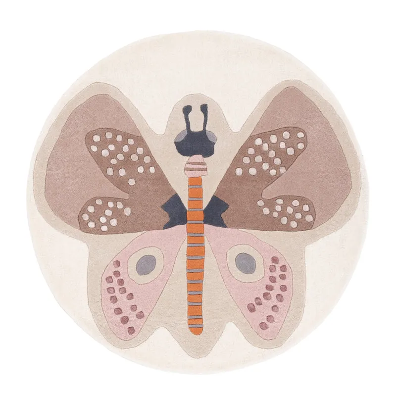 Kinderteppich Schmetterling rund