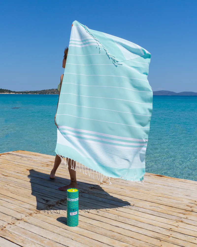 MALIBU Strandtuch, Hamamtuch mit Geschenkverpackung - Türkis