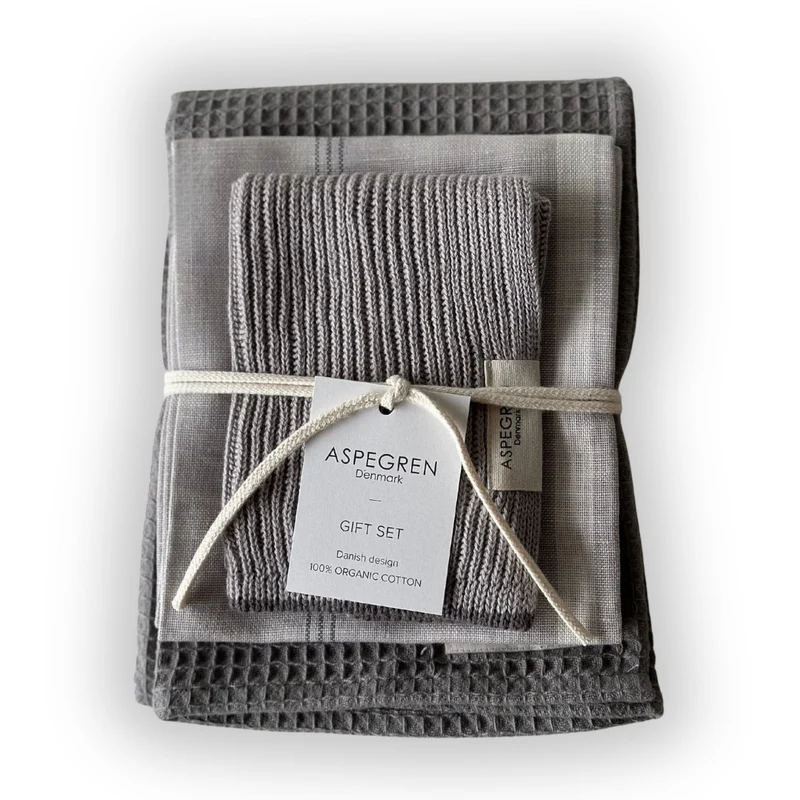Aspegren Geschenkset Küchentextilien – Dove, Silver Gray & Dark Gray