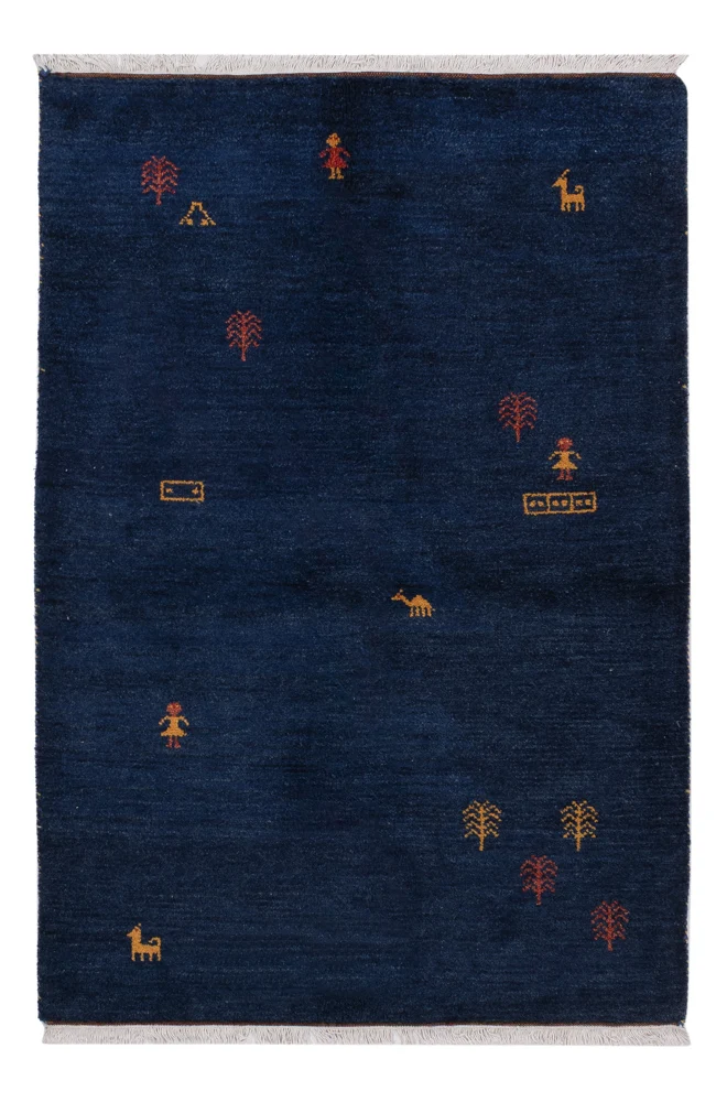 Gabbeh Teppich - Perser - 124 x 186 cm - dunkelblau