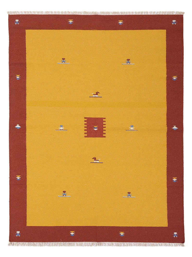 Kelim Teppich - Trendy - 170 x 240 cm - senfgelb