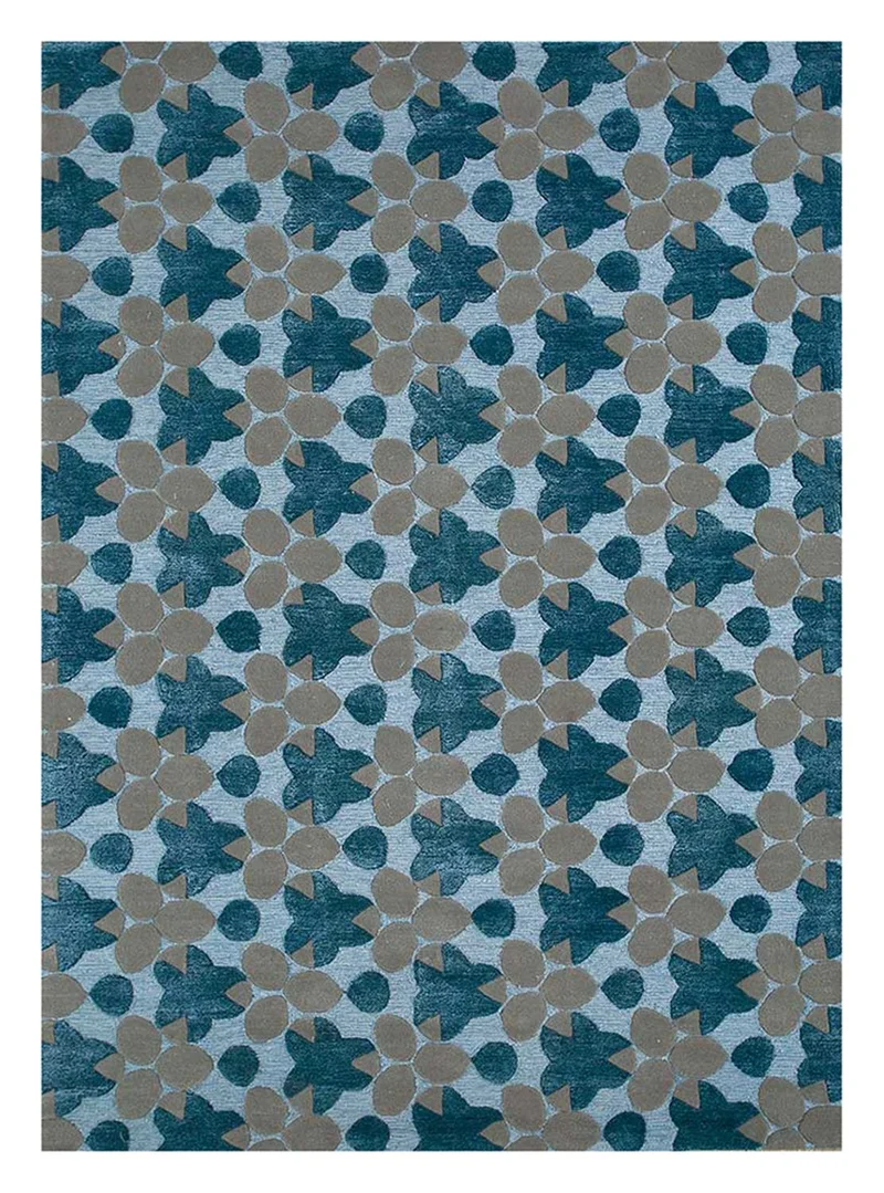Wollteppich - 170 x 240 cm - blau