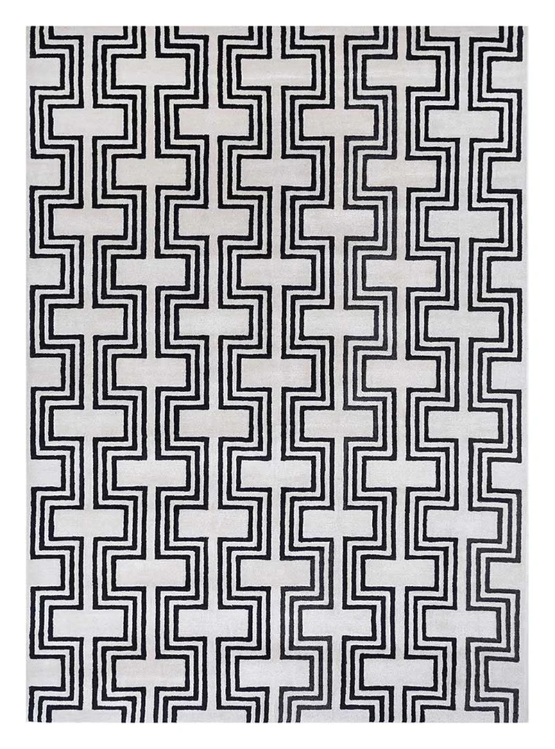 Wollteppich - 240 x 330 cm - schwarz-weiß