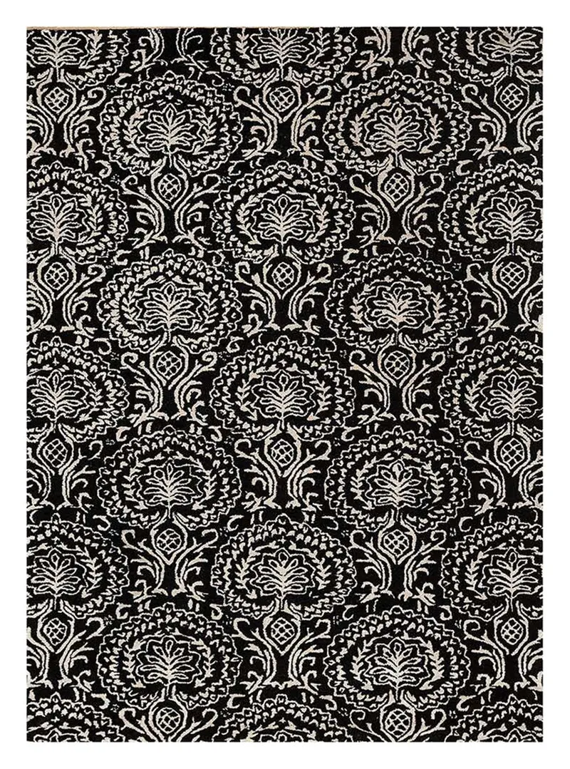Wollteppich - 150 x 240 cm - schwarz-weiß