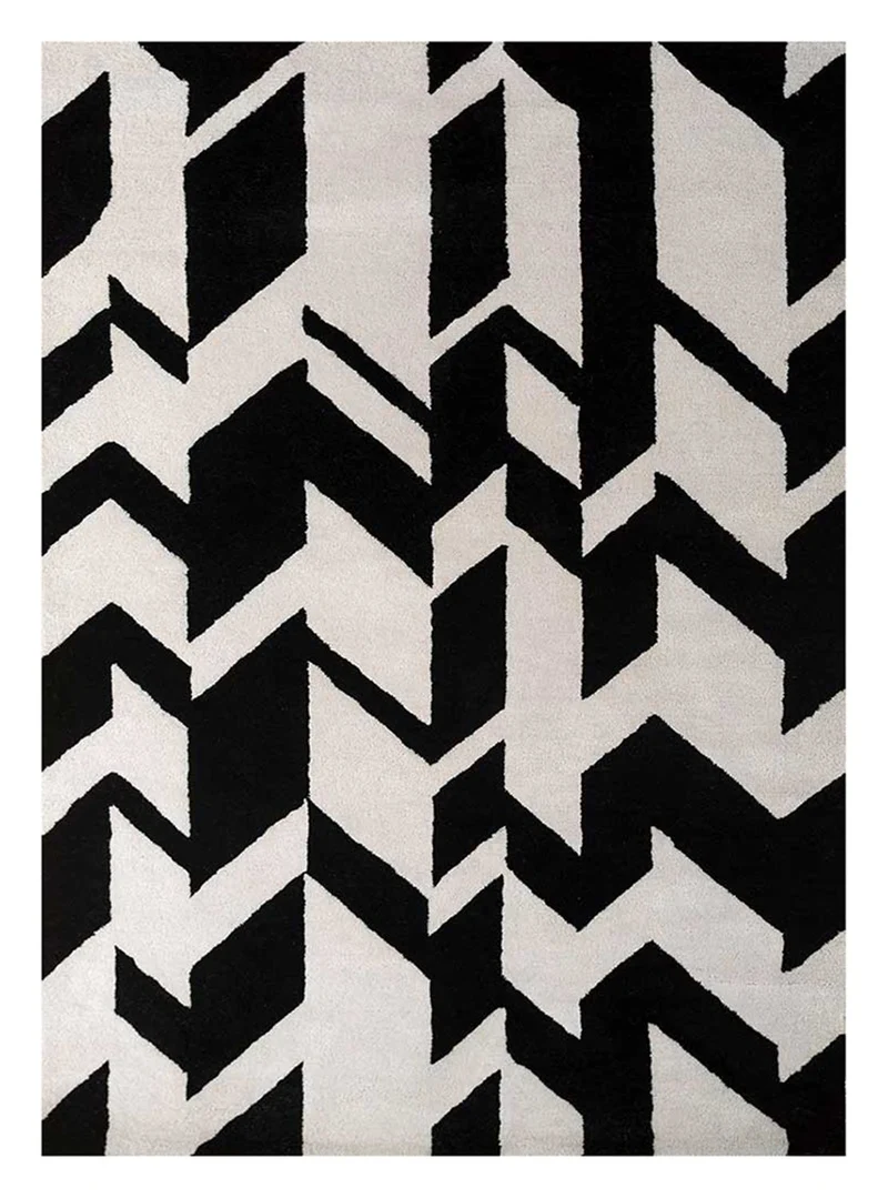 Wollteppich - 148 x 235 cm - schwarz-weiß