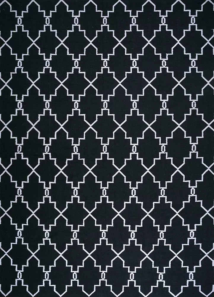 Wollteppich - 270 x 375 cm - schwarz-weiß
