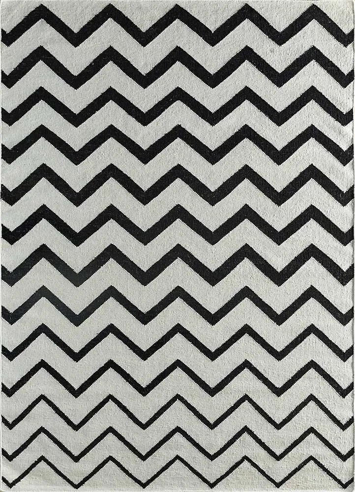 Wollteppich - 150 x 240 cm - schwarz-weiß