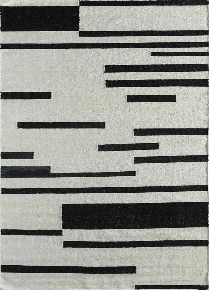 Wollteppich - 150 x 240 cm - schwarz-weiß