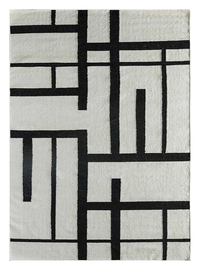 Wollteppich - 150 x 240 cm - schwarz-weiß