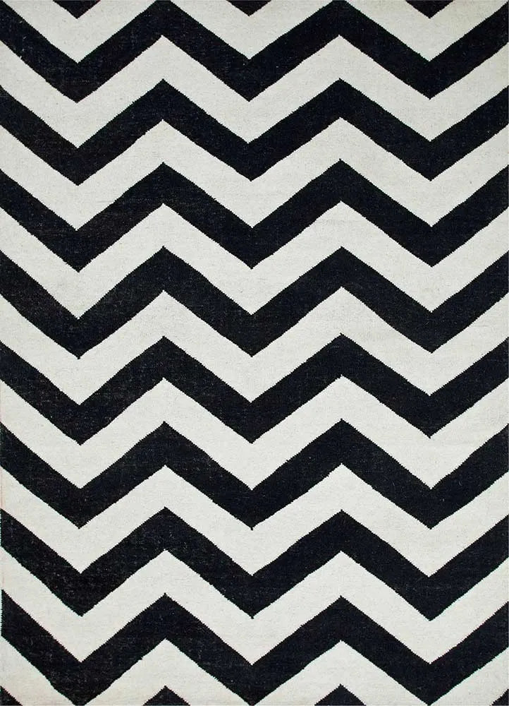 Wollteppich - 150 x 240 cm - schwarz-weiß