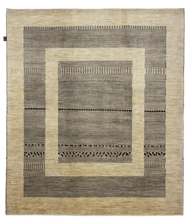 Gabbeh Teppich - Loribaft Indus - 203 x 235 cm - dunkelbeige