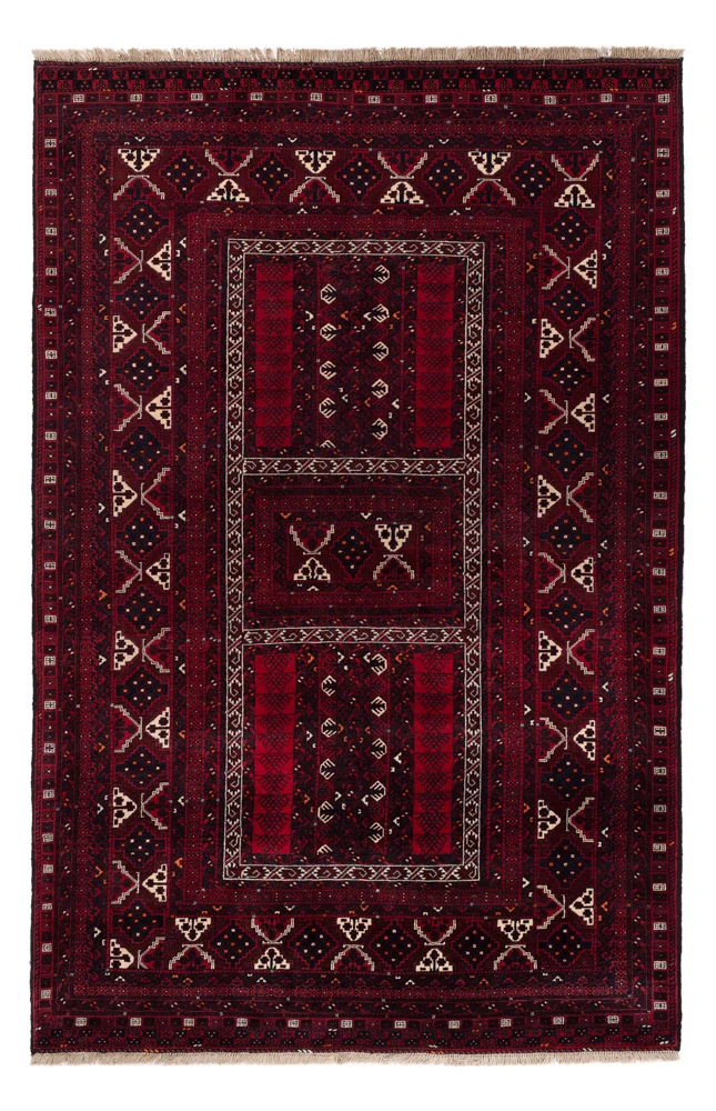 Afghan Teppich - 159 x 246 cm - dunkelrot