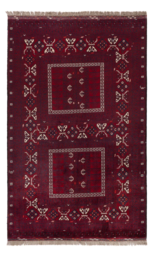 Afghan Teppich - 151 x 246 cm - dunkelrot