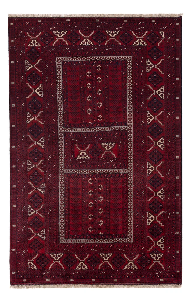 Afghan Teppich - 153 x 240 cm - dunkelrot