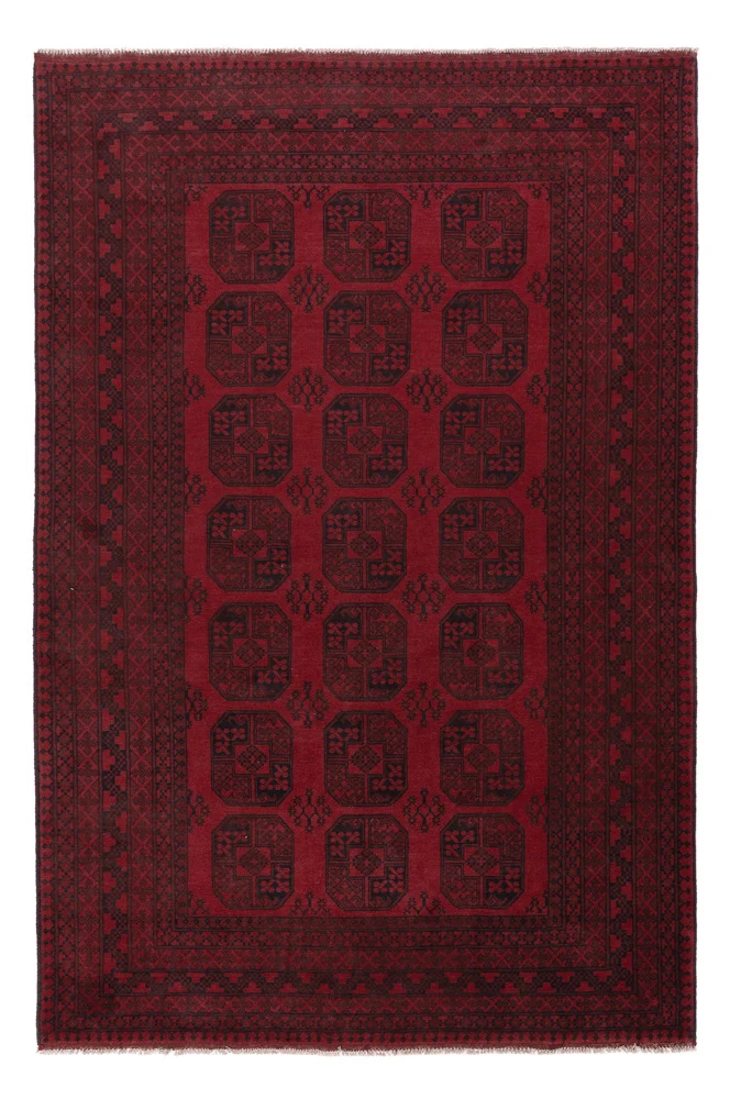 Afghan Teppich - Filpa - 197 x 293 cm - dunkelrot
