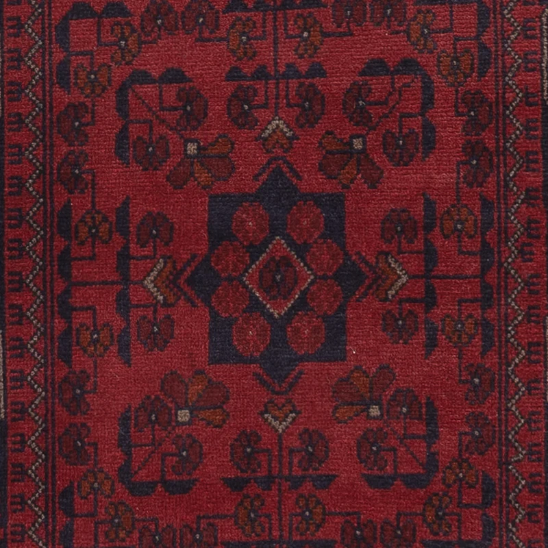 Läufer Afghan - Kunduz - 80 x 390 cm - dunkelrot
