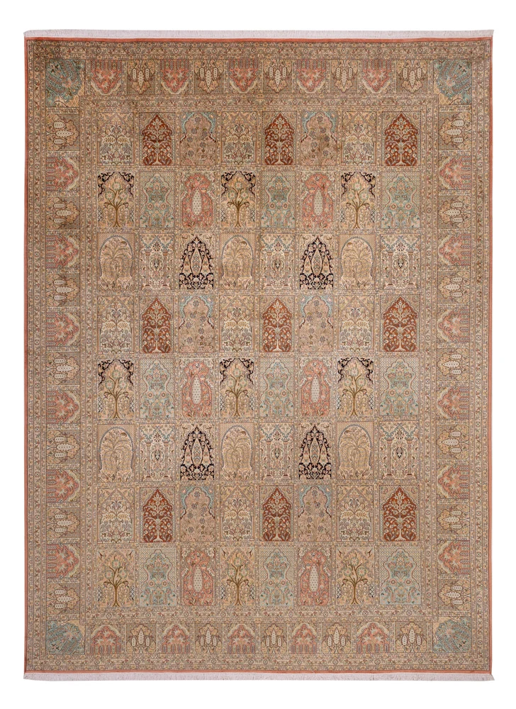 Seidenteppich - Kaschmir Seide - 273 x 381 cm - dunkelbeige