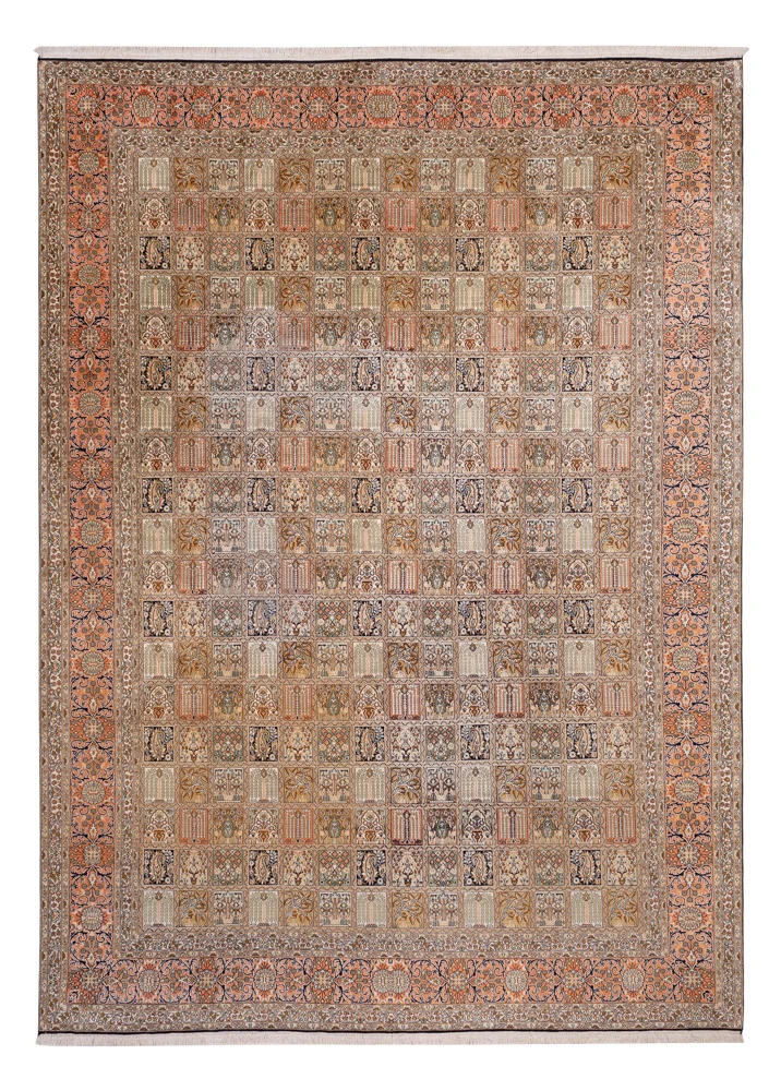 Seidenteppich - Kaschmir Seide - 275 x 377 cm - dunkelbeige