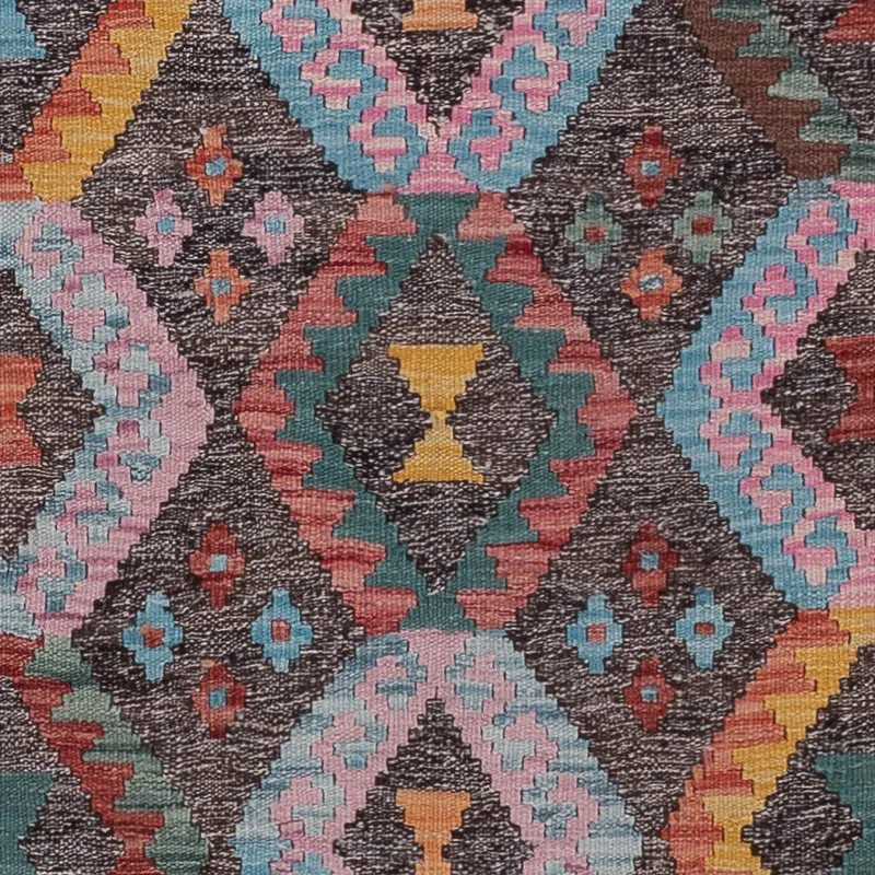 Läufer Kelim - Splash - 90 x 302 cm - mehrfarbig