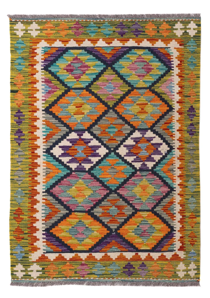 Kelim Teppich - Splash - 101 x 143 cm - bunt