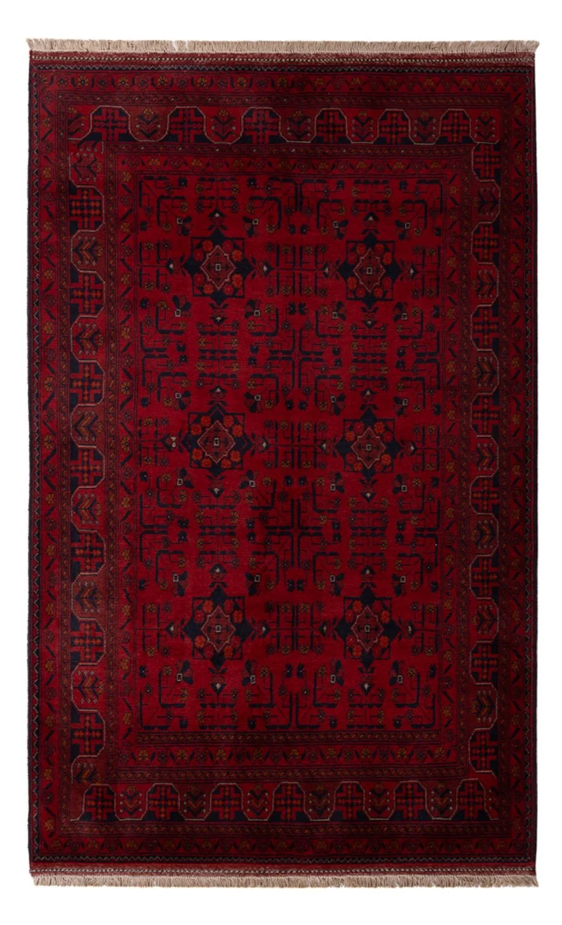 Afghan Teppich - Kunduz - 130 x 201 cm - dunkelrot