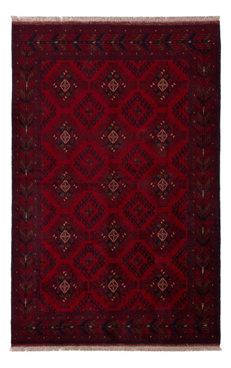 Afghan Teppich - Kunduz - 129 x 196 cm - dunkelrot