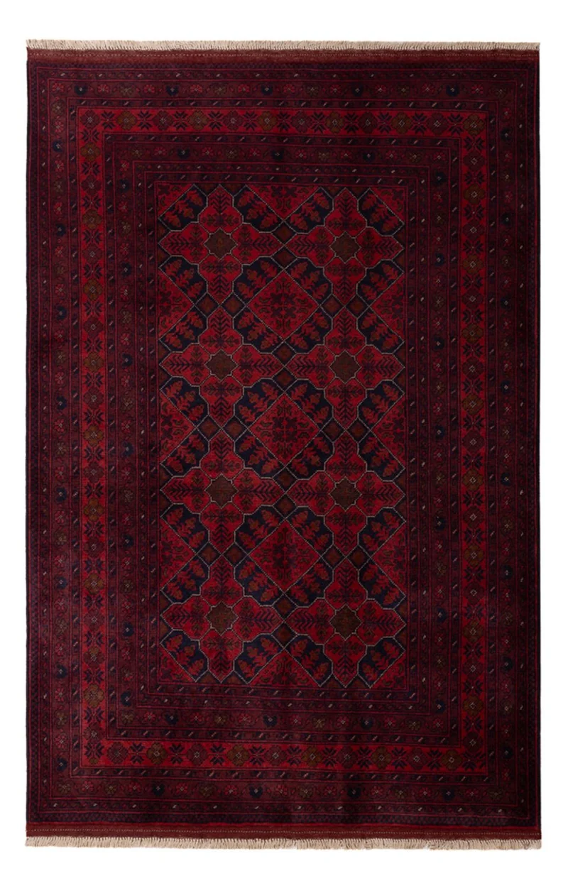 Afghan Teppich - Kunduz - 125 x 193 cm - dunkelrot