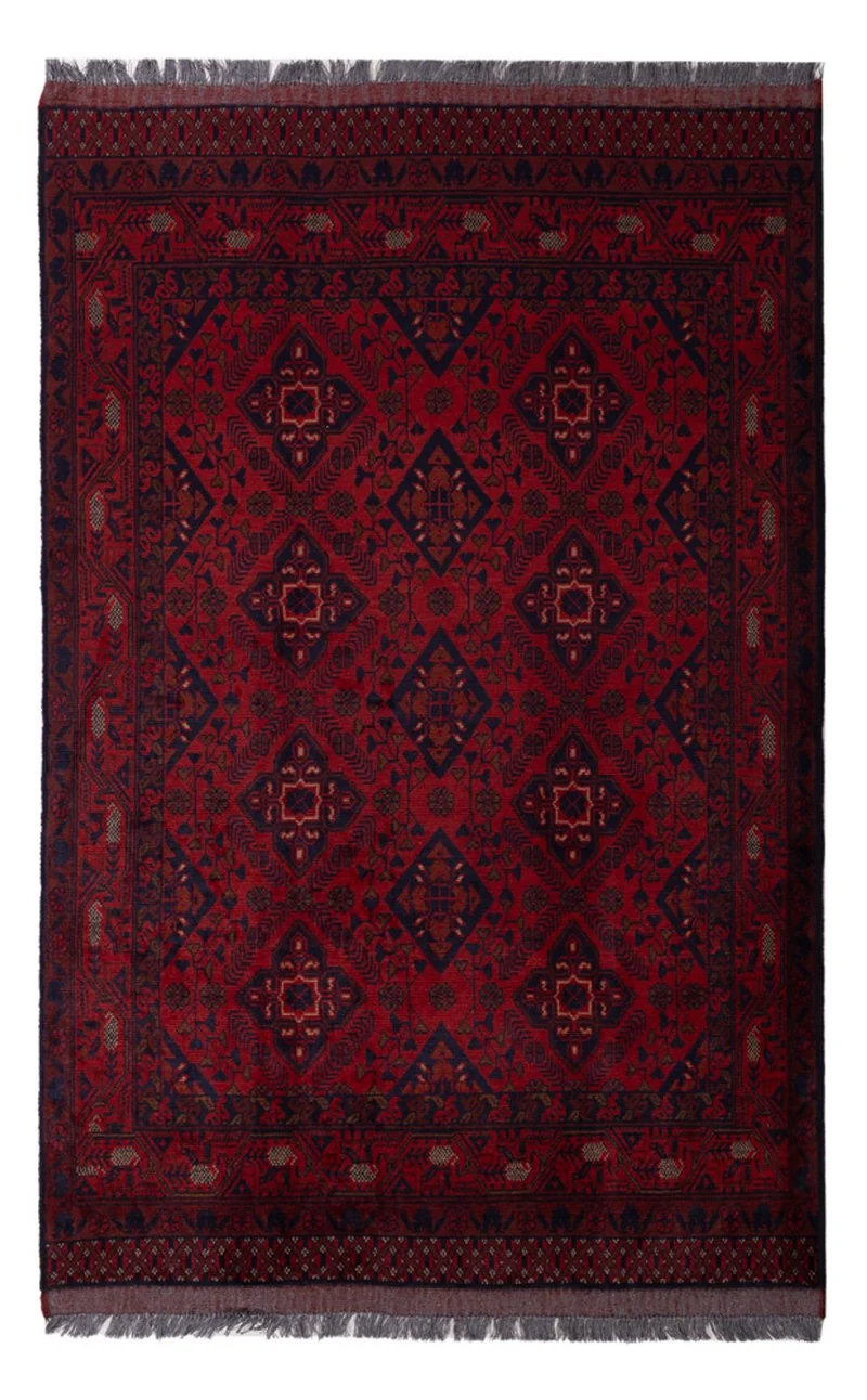 Afghan Teppich - Kunduz - 128 x 190 cm - dunkelrot