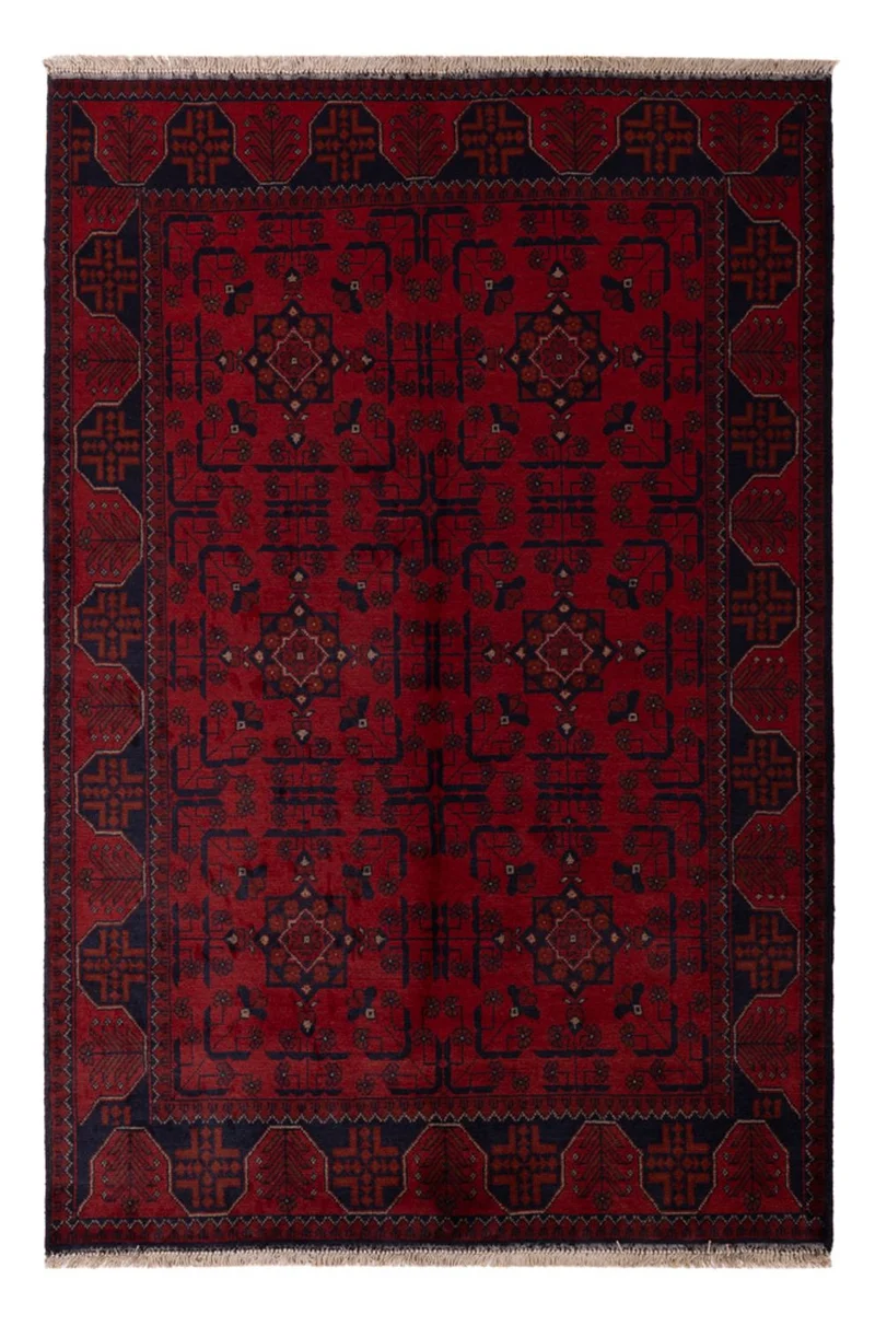 Afghan Teppich - Kunduz - 127 x 192 cm - dunkelrot