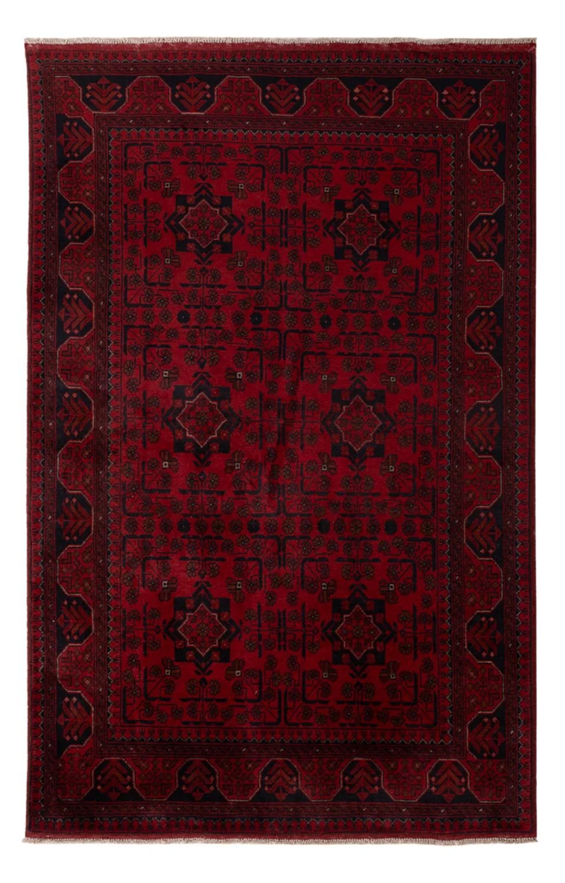 Afghan Teppich - Kunduz - 124 x 199 cm - dunkelrot
