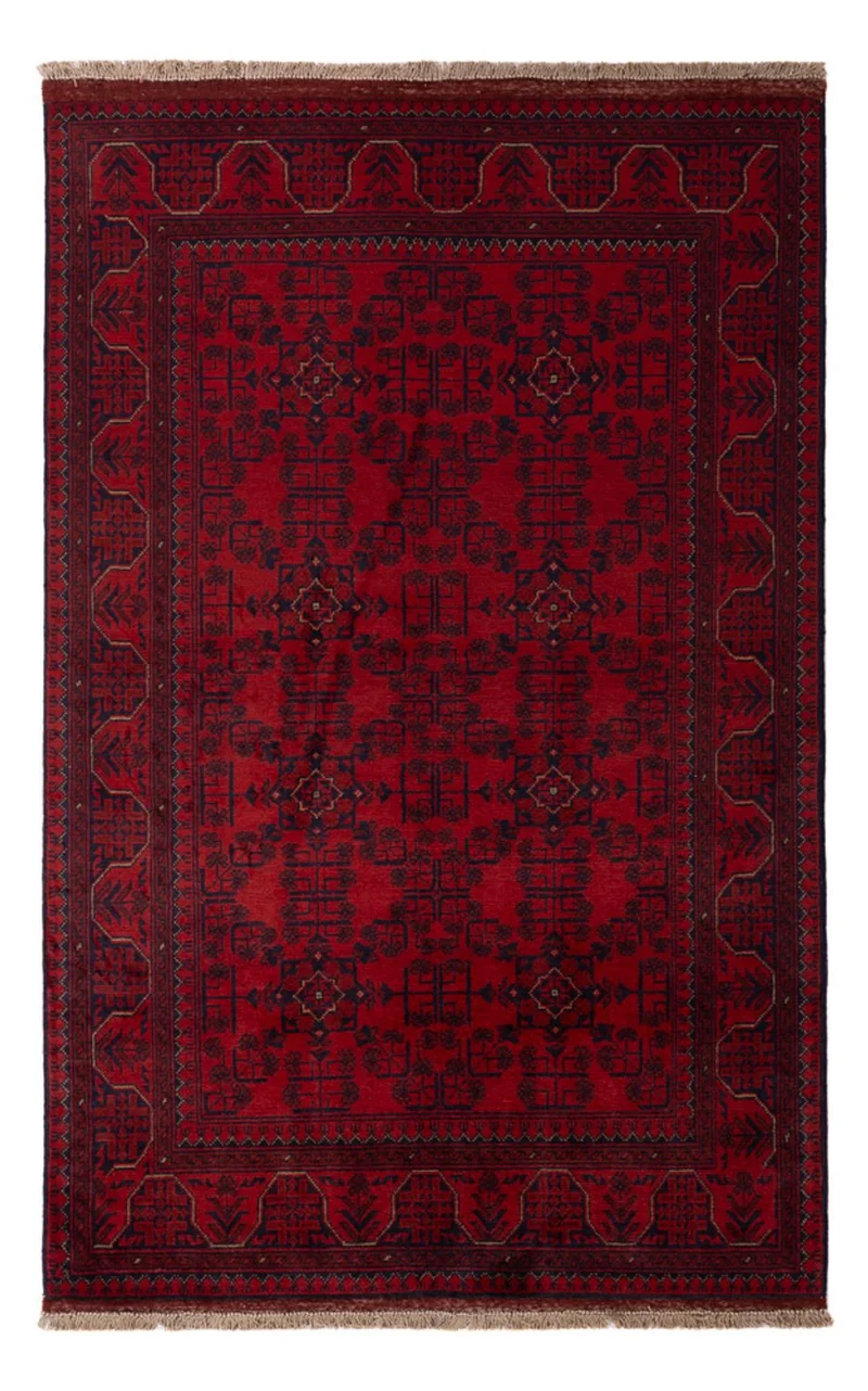 Afghan Teppich - Kunduz - 124 x 193 cm - dunkelrot