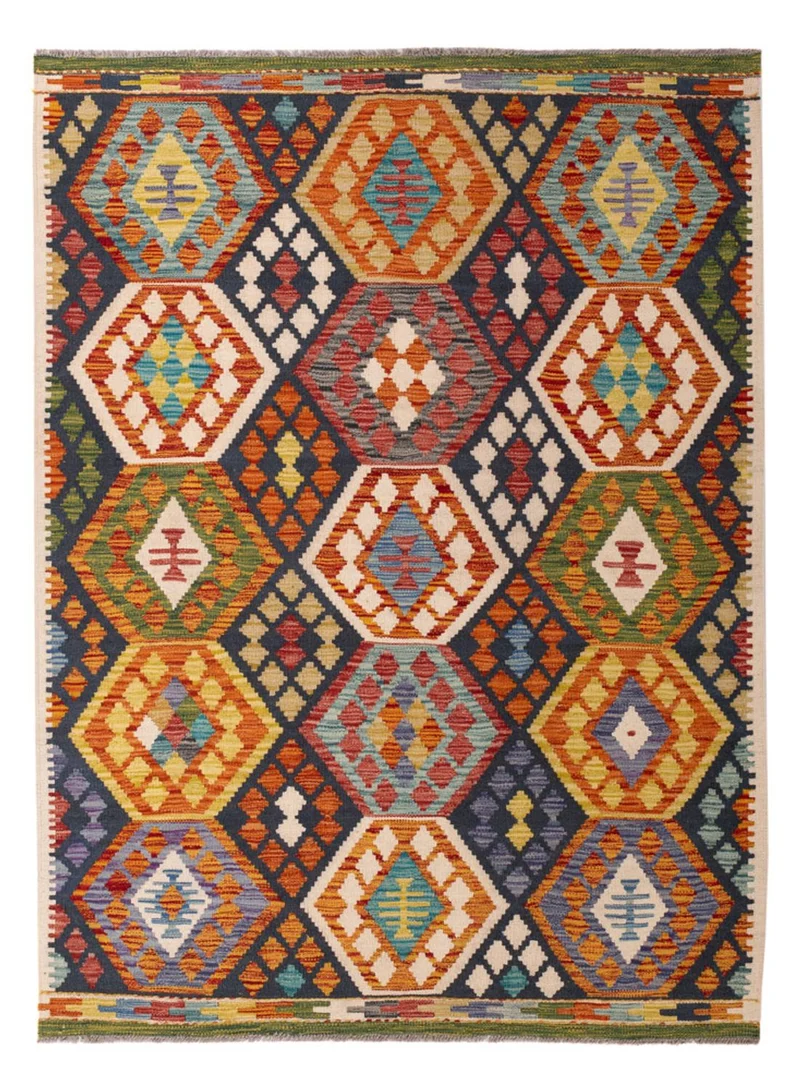 Kelim Teppich - Splash - 128 x 176 cm - mehrfarbig