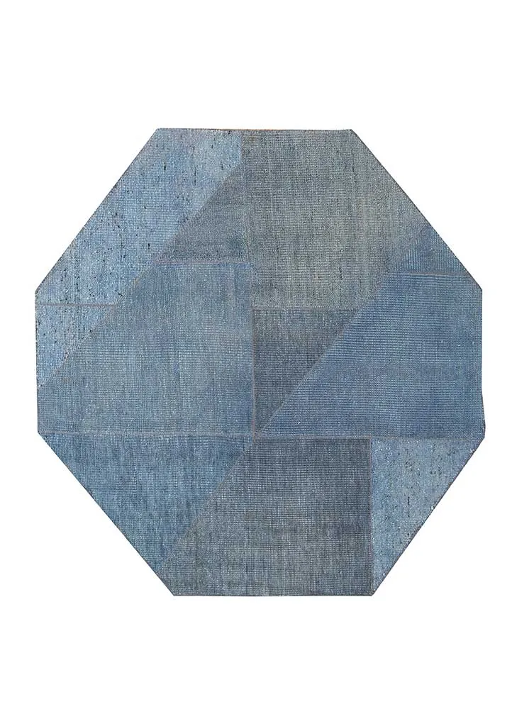 Wollteppich sonderform - 180 x 180 cm - blau