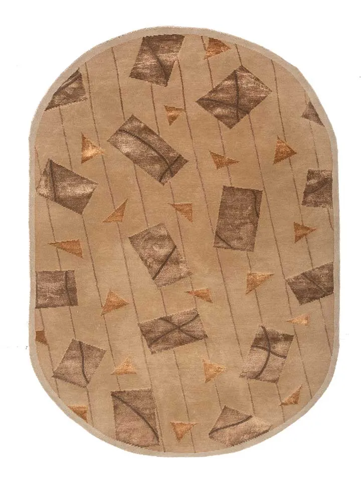 Wollteppich oval - 150 x 240 cm - beige