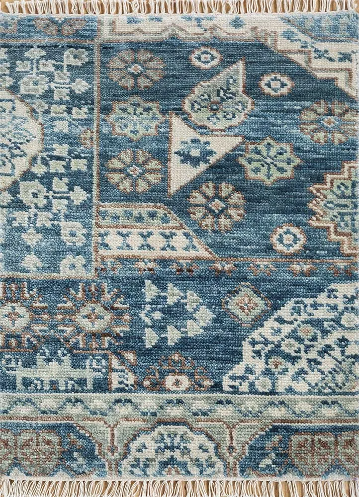 Wollteppich - 60 x 90 cm - blau