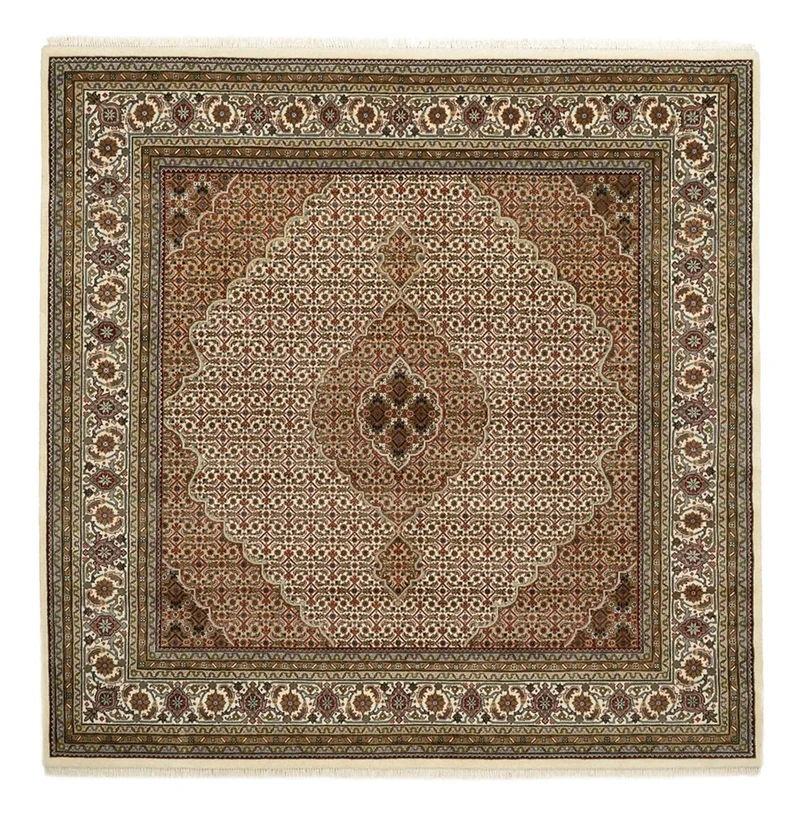 Orientteppich - Täbriz quadratisch - 201 x 203 cm - dunkelbeige