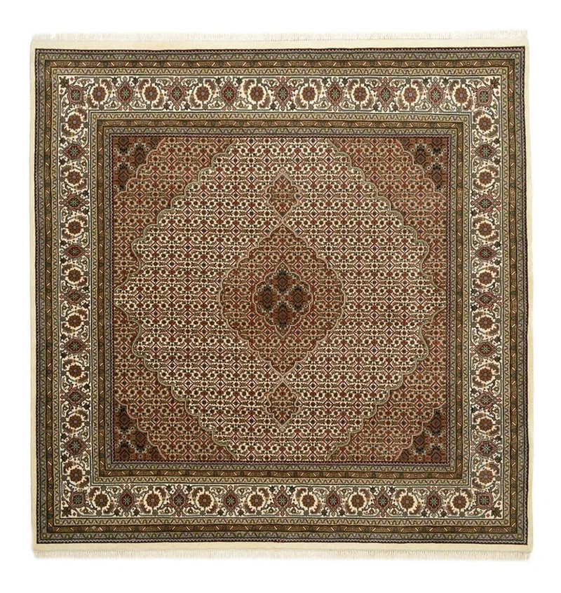 Orientteppich - Täbriz quadratisch - 201 x 203 cm - dunkelbeige