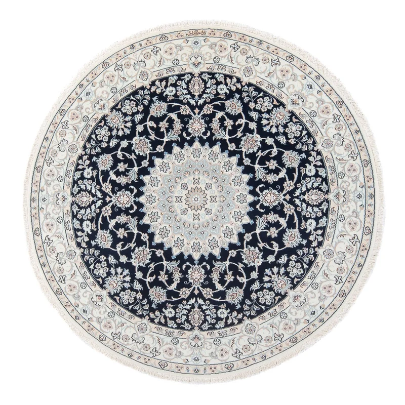 Perserteppich - Nain - Premium rund - 150 x 150 cm - dunkelblau