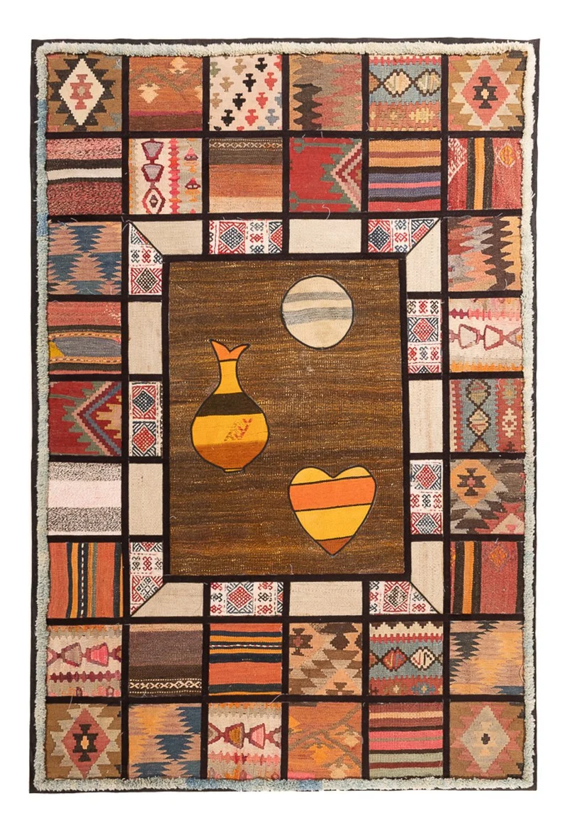 Patchwork Teppich - 135 x 200 cm - mehrfarbig