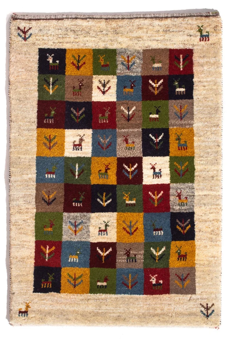 Gabbeh Persisch Teppich 62x90cm - Perserteppich Wollteppich